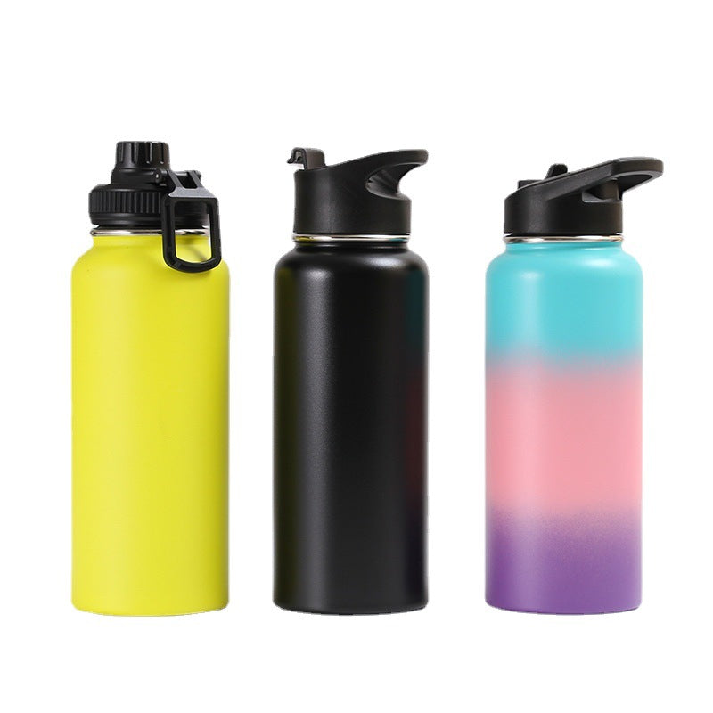 Cross-Border 304 Stainless Steel Sports Water Bottle, American-Style Large-Mouth Thermos Cup, Double-Layer Vacuum 18oz 32oz Hiking Bottle - image 5