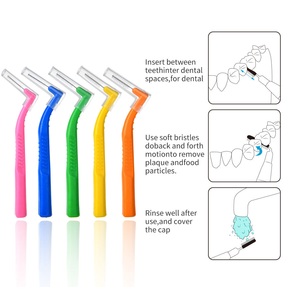 Interdental Brush L-Shaped Tooth Gap Brush 7-Shaped Orthodontic Toothbrush for Braces Interdental Cleaning Brush 20 Pieces/Box - image 5