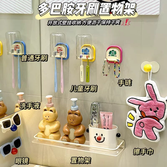 Children's Toothbrush Cup Holder, No-Drill Wall-Mounted Cute Cartoon Toothbrush Rack, Bathroom Anti-Mold Drainage Rack - image 2