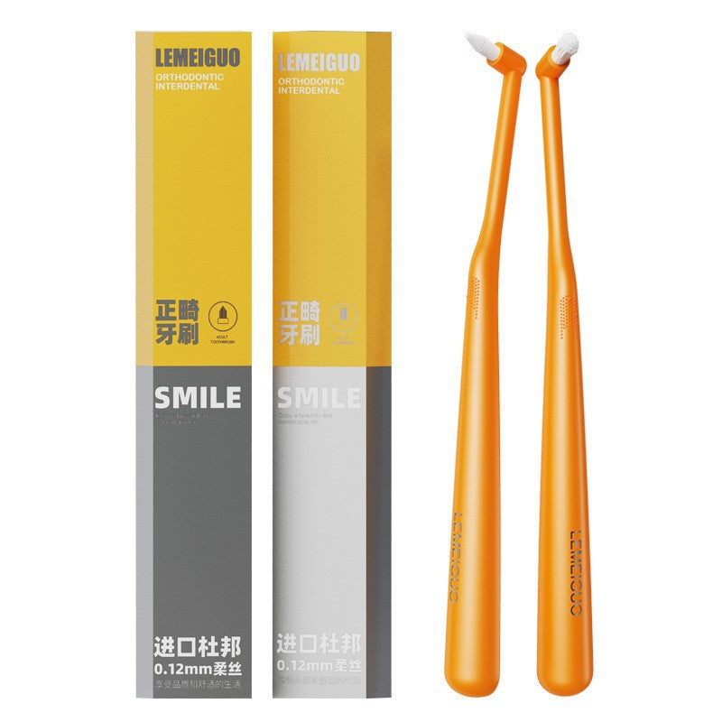 Orthodontic toothbrush with round and pointed tips, single bundle, wholesale, individually packaged, small head interdental brush, gap and cavity toothbrush, br - image 5