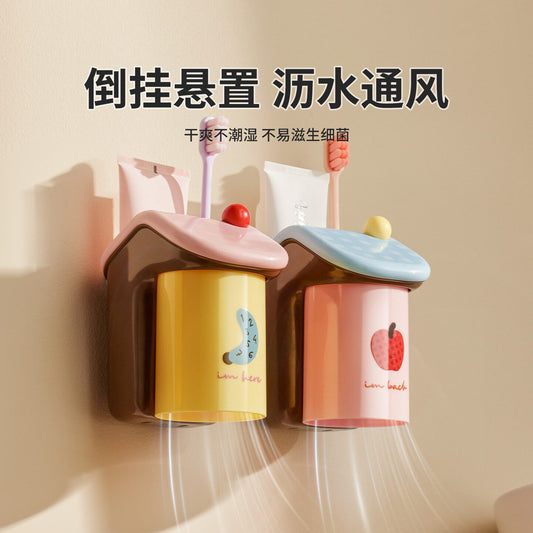 Factory direct dopamine toothbrush cup holder and wash cup set, magnetic no-drill wall-mounted mouthwash cup rack - image 2