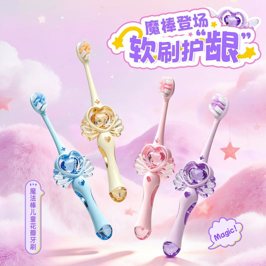 Children's Magic Wand Petal Soft Bristle Toothbrush for Girls 3-6-12 Years Old, Special for the Teething Period, Ultra-Fine Soft Bristle Gum Protection Brush He - image 2