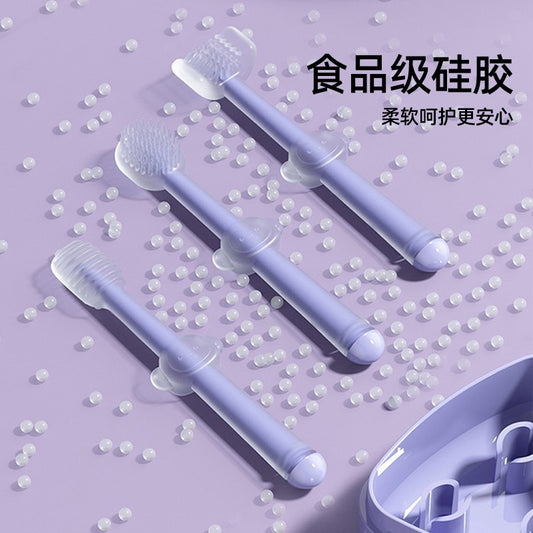 JQ Jingqi Oral Cleaner for Small-Month-Old Babies, Tongue Scraper, Baby Silicone Toothbrush, Newborn Oral Care Products - image 2