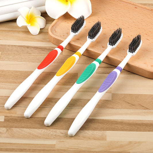10-Pack Toothbrush with Soft Bristles for Adults Bamboo Charcoal Household Fine-Bristled Toothbrush Antibacterial for Men and Women Soft Antibacterial Family Pack - image 2