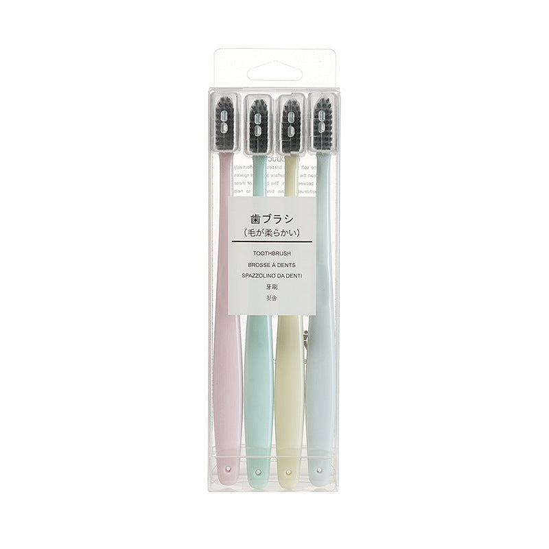 Unprinted Same 4 Pack Adult Japanese-style Plain Belt Protective Cover Small Head Medium Soft Hair Toothbrush - image 5