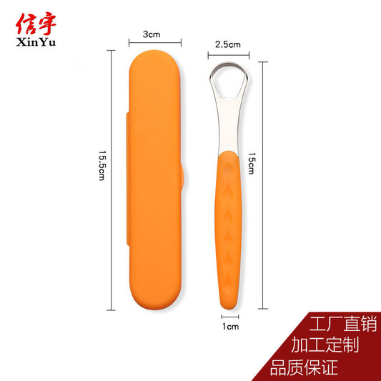 Tongue Scraper Tongue Coating Cleaner Stainless Steel Tongue Scraper Oral Care Tool Bad Breath Tongue Brush in stock Wholesale - image 2