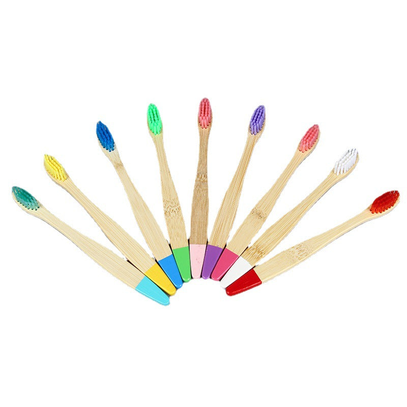 Cross-Border Foreign Trade Environmentally Friendly Tablet Children's Painted Round Nylon Hard-Bristled Bamboo Non-Harming Teeth Biodegradable Toothbrush Wholesale - image 5