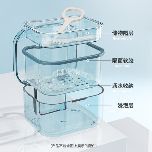 Cross-Border Braces Storage Box Denture Cleaning Box Invisible Retainer Drain Layered Portable Storage Box Braces Box - image 2