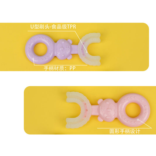 Silicone Soft-Bristle U-Shaped Toothbrush for Infants and Young Children Aged 2-14, Cartoon Children's Toothbrush, Export Model with Bilingual Packaging - image 2