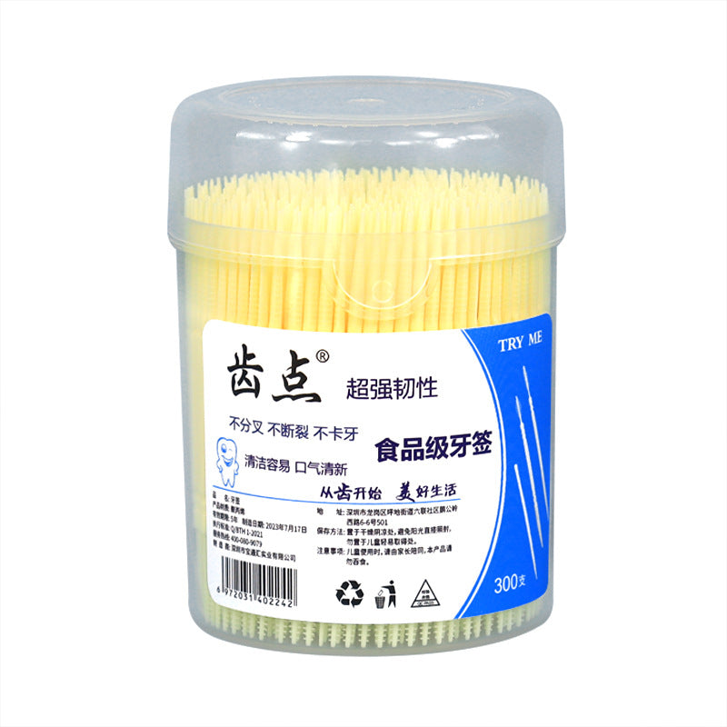 Tooth Point Canned Toothpick 300 Toothpick Brush Double-Headed Interdental Brush Disposable Plastic Toothpick Fish Bone Type Wholesale - image 5
