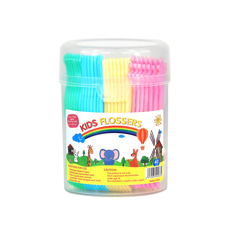 Cross-border wholesale children's floss stick mixed animal flat line canned 40 PCs baby oral teeth joint cleaning floss - image 5