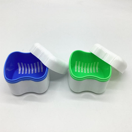 Denture Soaking Box Split European Style Tooth Storage Box Denture Storage Box Full Mouth Denture Placement Box Double Layer with Filter - image 2