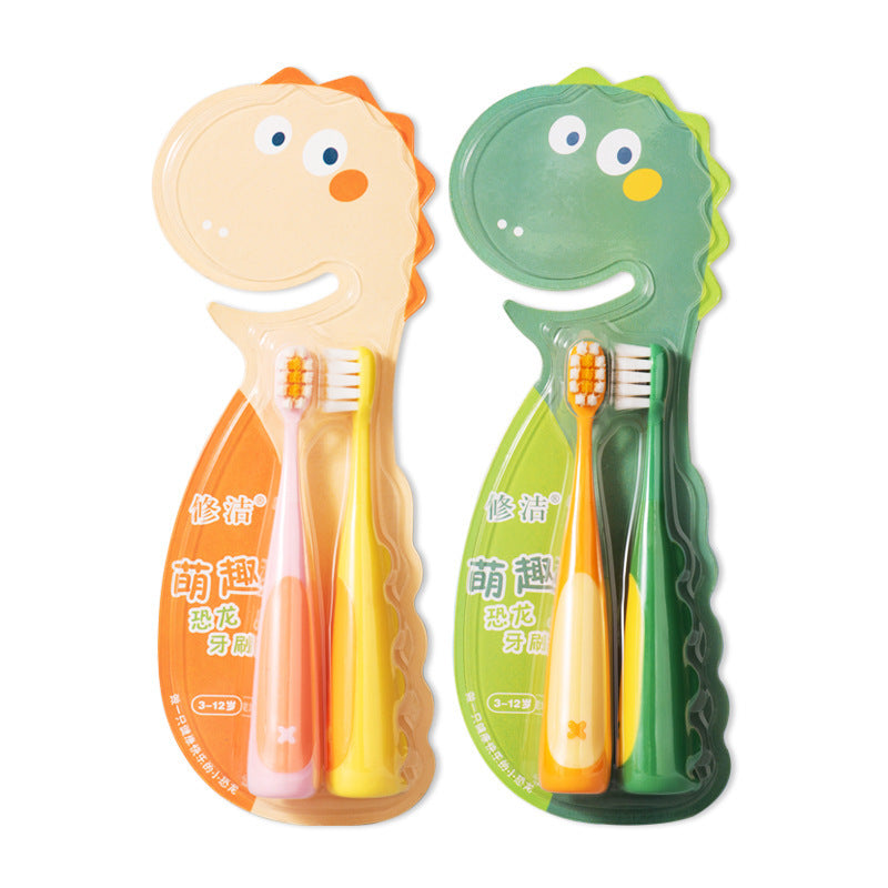 Xiujie children's soft hair toothbrush baby cartoon small dinosaur fat handle 2 soft hair manufacturers wholesale generation - image 5