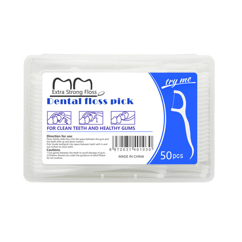 Cross-border wholesale ultra-fine floss box 50 pieces low price disposable floss stick foreign trade floss box factory direct supply - image 5