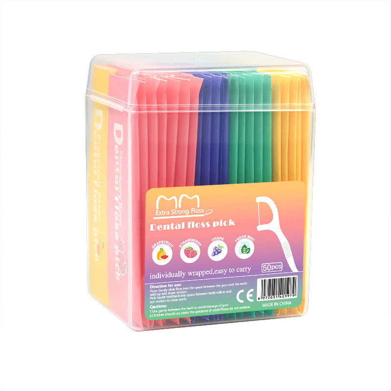 Cross-Border Wholesale Fruity Dental Floss Individually Packaged 50 Ultra-Fine Dental Floss Sticks Fresh Breath Disposable Toothpicks in Stock - image 5