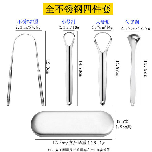 Stainless Steel Tongue Scraper U-Shaped Tongue Cleaner Tongue Scraper Set of Three Tongue Brushes Oral Cleaning Tongue Scraper - image 2