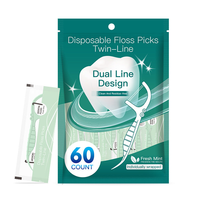 Cross-border foreign trade 60 two-line independent mint floss sticks neutral high tension English packaging floss - image 5