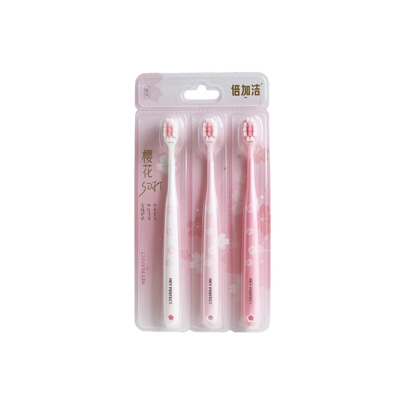 Double Clean Toothbrush Sakura F925 Yunrou Thousand Hairs Soft Hair Filament Gum Protection Men and Women Couples Special Family Pack of 3 - image 5