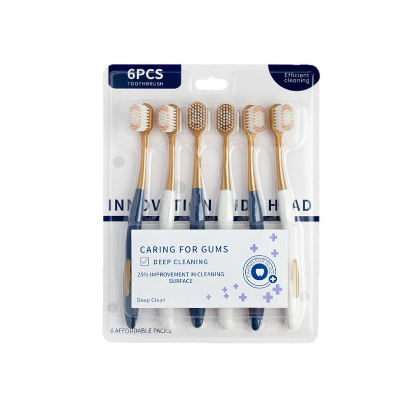 Wide-Head Toothbrush Sam's Same Style 6-Pack Adult Household Couple Soft Silk High-Grade Soft-Bristle Toothbrush Manufacturer Wholesale - image 5