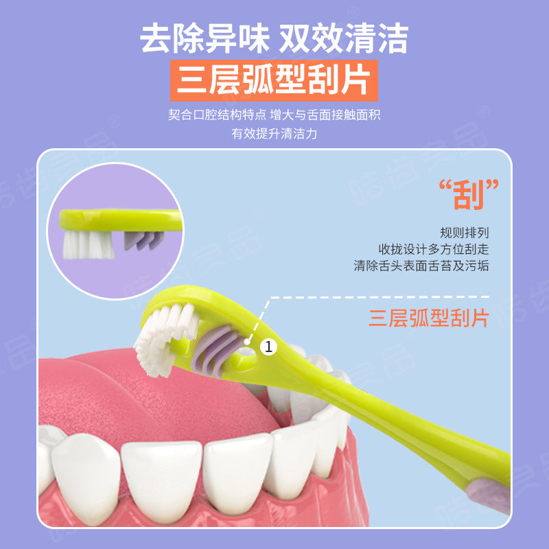 Haochi Liangpin Dual-Action Tongue Scraper Tongue Coating Cleaning Brush Tongue Scraper Board for Couples Home Oral Cleaning E-Commerce Supply Source - image 4