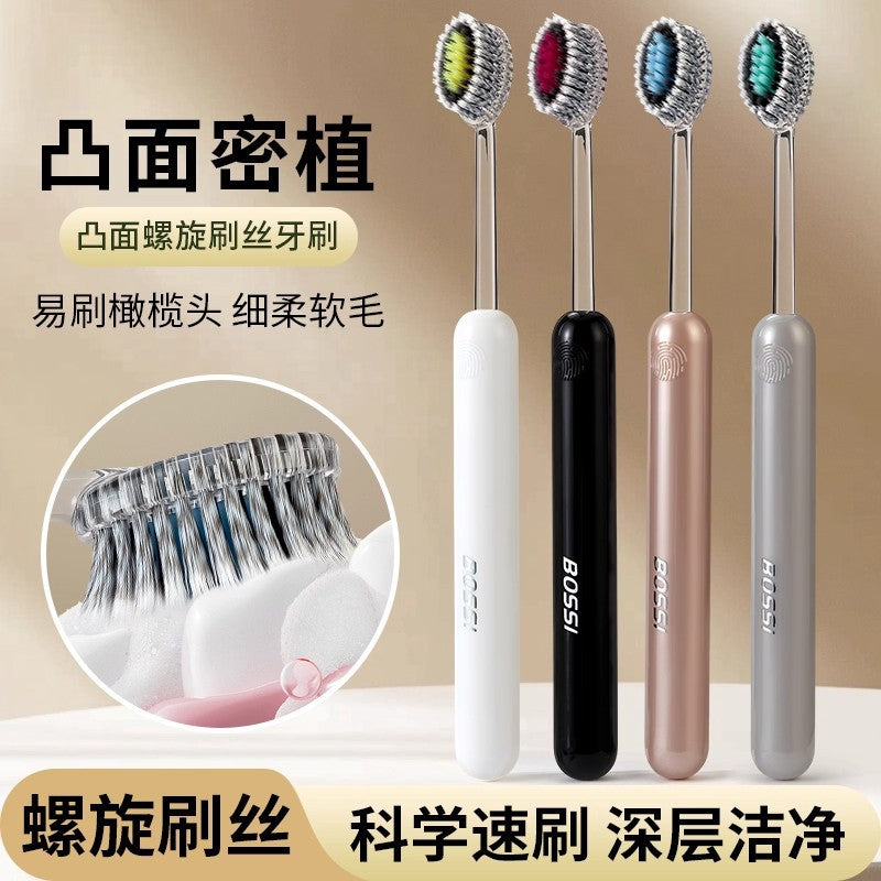Mountain-Shaped Soft-Bristle Toothbrush with Convex Spiral Bristles for Deep Cleaning, High-End Household Use for Adults, Couples, Men and Women - image 4