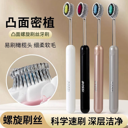 Mountain-Shaped Soft-Bristle Toothbrush with Convex Spiral Bristles for Deep Cleaning, High-End Household Use for Adults, Couples, Men and Women - image 4