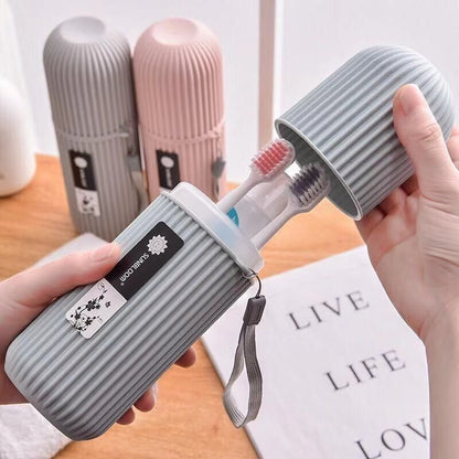 Toothpaste Storage Box, Portable Toothbrush Holder, Simple Mouthwash Cup, Vertical Stripe Travel Wash Cup, Toothbrush Cup - image 3