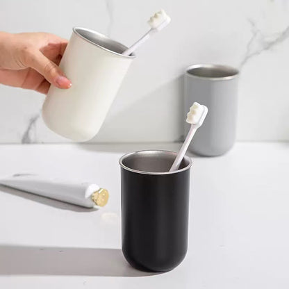 Original Solid Color Stainless Steel Anti-Mold Household Toothbrush Cup Wholesale Cross-Border Toothbrush Mug Mouthwash Cup - image 2