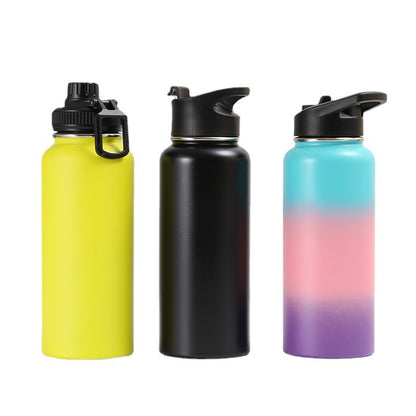 Cross-Border 304 Stainless Steel Sports Water Bottle, American-Style Large-Mouth Thermos Cup, Double-Layer Vacuum 18oz 32oz Hiking Bottle - image 5