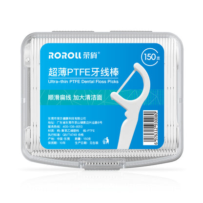 Rongqiao Ptfe Flat Dental Floss Ultra-Thin 0.1mm Floss Sticks Flat Floss Portable Box Pack 150 Pieces Family Pack Wholesale - image 5