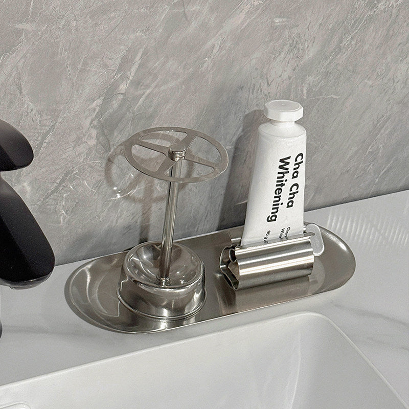Creative Toothbrush and Toothpaste Holder Bathroom Countertop Storage Rack New Stainless Steel Toothbrush Organizer - image 2