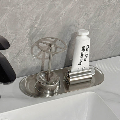 Creative Toothbrush and Toothpaste Holder Bathroom Countertop Storage Rack New Stainless Steel Toothbrush Organizer - image 2