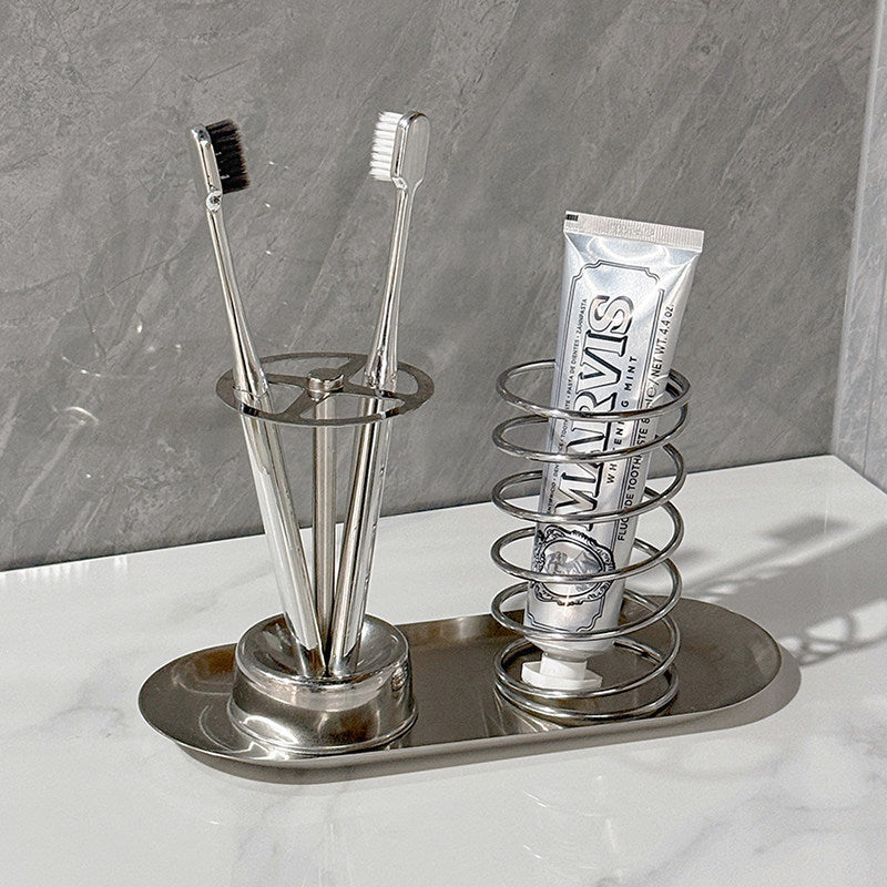 Creative Toothbrush and Toothpaste Holder Bathroom Countertop Storage Rack New Stainless Steel Toothbrush Organizer - image 3