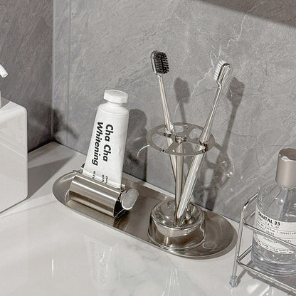 Creative Toothbrush and Toothpaste Holder Bathroom Countertop Storage Rack New Stainless Steel Toothbrush Organizer - image 4