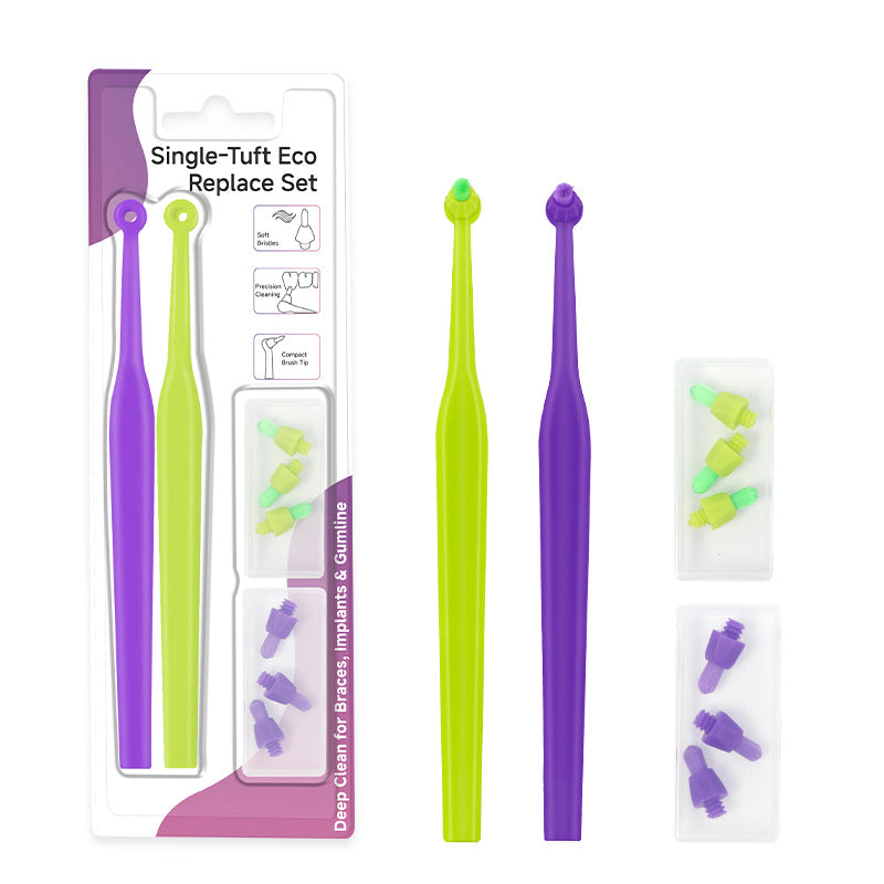 Interdental Brush with Replaceable Brush Head, Round Head, Soft Bristles, Suitable for Orthodontic Patients, Single-Tuft Toothbrush - image 5