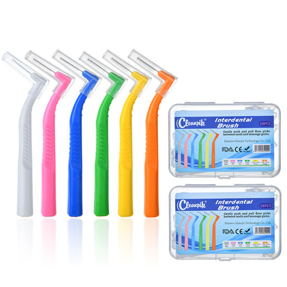 Interdental Brush L-Shaped Tooth Gap Brush 7-Shaped Orthodontic Toothbrush for Braces Interdental Cleaning Brush 20 Pieces/Box - image 1