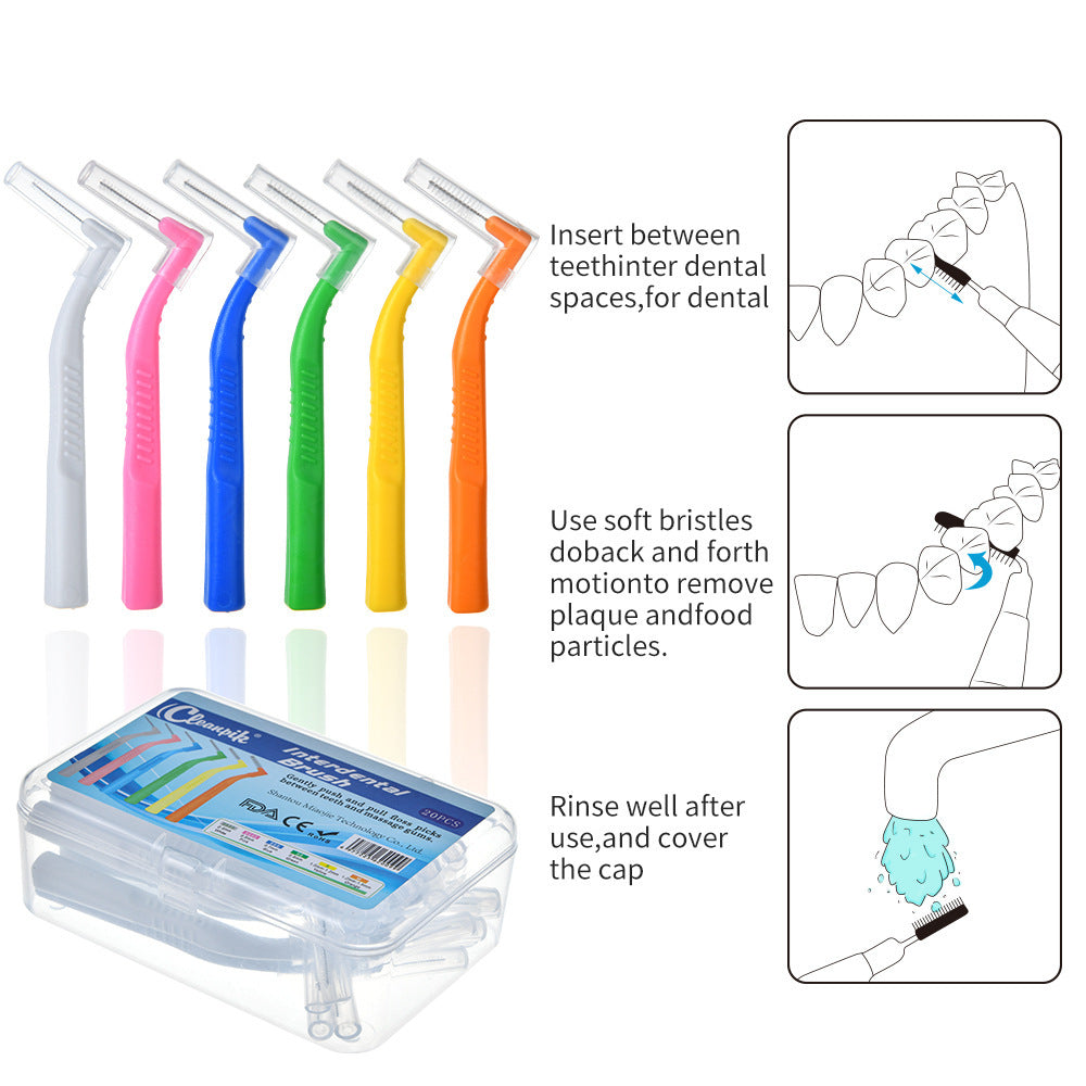 Interdental Brush L-Shaped Tooth Gap Brush 7-Shaped Orthodontic Toothbrush for Braces Interdental Cleaning Brush 20 Pieces/Box - image 4