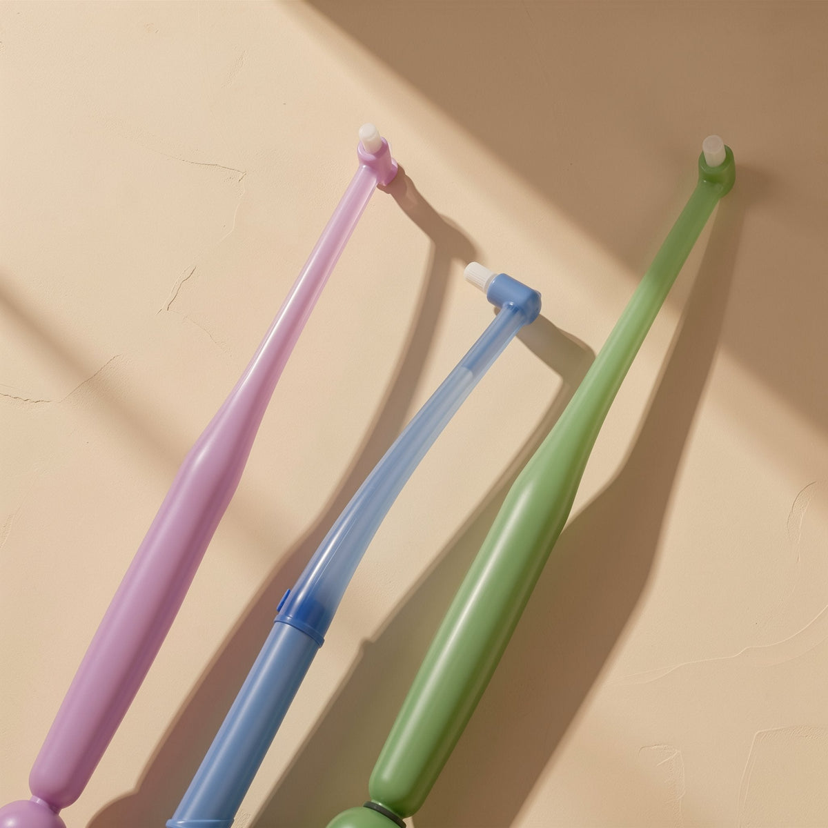 Small-headed interdental brush with soft bristles and attached suction cup - view 3