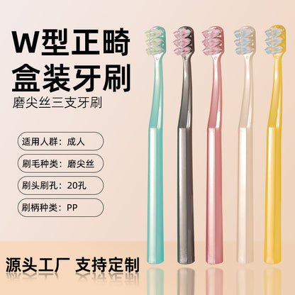 Oral Langte W-Type Orthodontic Toothbrush for Correcting Teeth with Braces, Soft-Bristled Small Head Interdental Brush for Adults and Teenagers - image 2