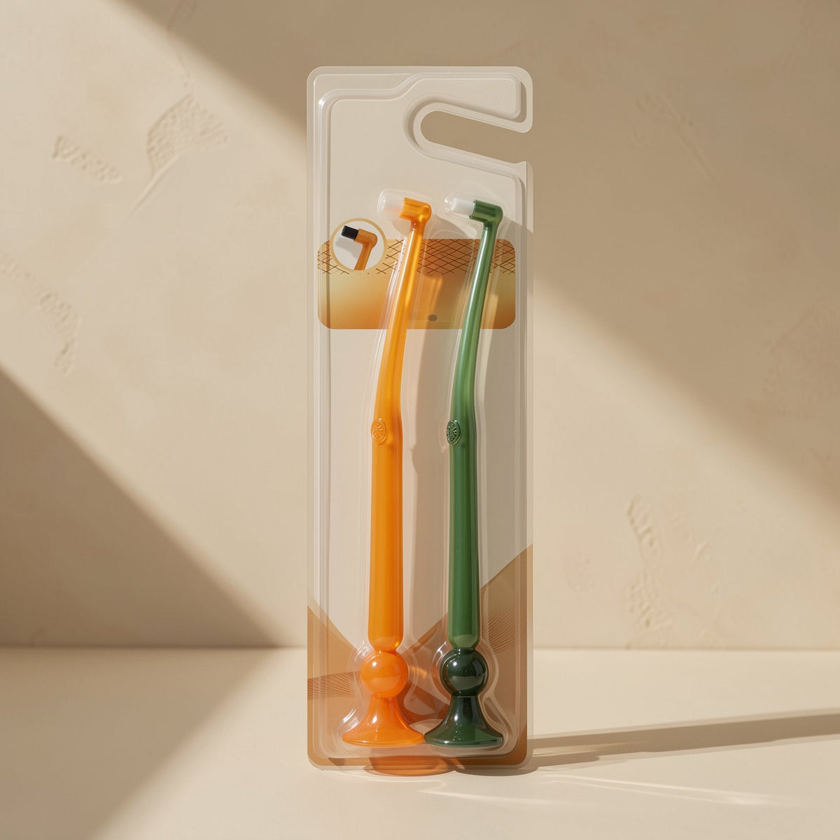 Interdental cleaning brush with a small head, soft bristles, and suction cup - view 5