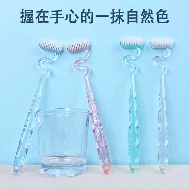 Soft S-Shaped Vertical Toothbrush for Adults, Men and Women, with Special-Shaped Soft Bristles for Cleaning between Teeth and Protecting Gums, T-Shaped Toothbrush for Oral Brushing - image 1