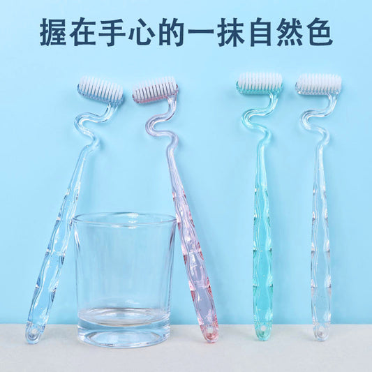 Soft S-Shaped Vertical Toothbrush for Adults, Men and Women, with Special-Shaped Soft Bristles for Cleaning between Teeth and Protecting Gums, T-Shaped Toothbrush for Oral Brushing - image 1