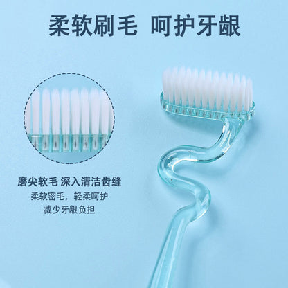 Soft S-Shaped Vertical Toothbrush for Adults, Men and Women, with Special-Shaped Soft Bristles for Cleaning between Teeth and Protecting Gums, T-Shaped Toothbrush for Oral Brushing - image 3
