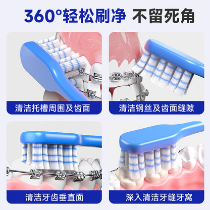 W-shaped orthodontic toothbrush, single pack, for cleaning between teeth, suitable for home use by adults, with soft bristles, available for wholesale from the - image 4