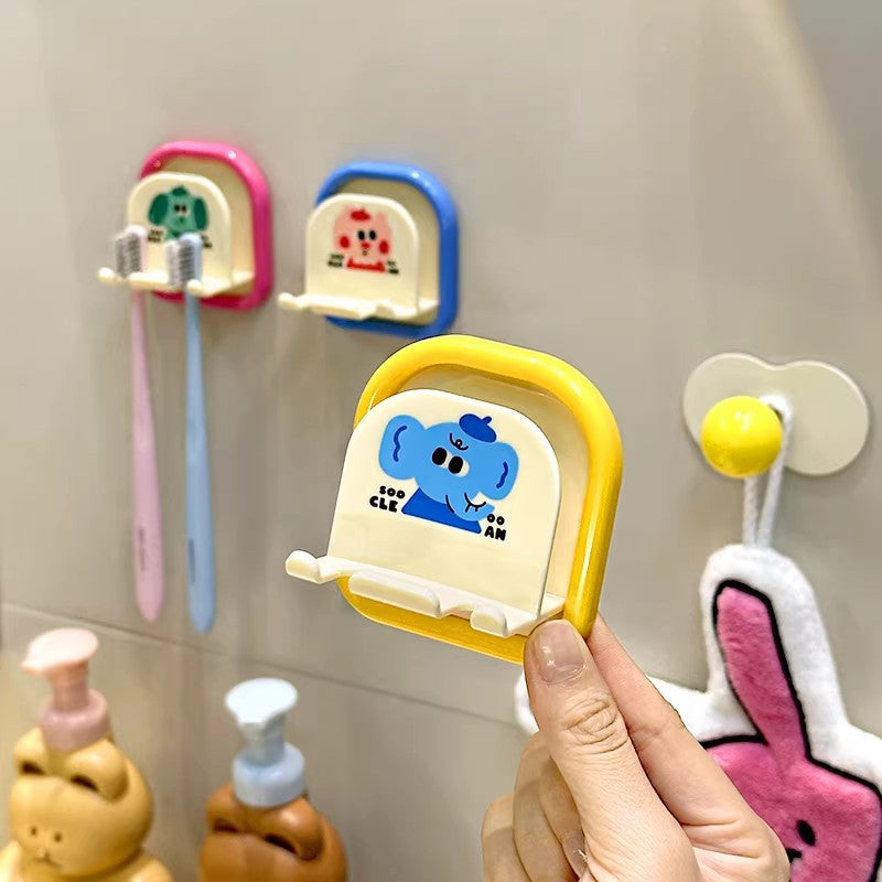 Children's Toothbrush Cup Holder, No-Drill Wall-Mounted Cute Cartoon Toothbrush Rack, Bathroom Anti-Mold Drainage Rack - image 3