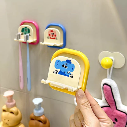 Children's Toothbrush Cup Holder, No-Drill Wall-Mounted Cute Cartoon Toothbrush Rack, Bathroom Anti-Mold Drainage Rack - image 3