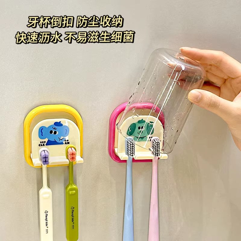 Children's Toothbrush Cup Holder, No-Drill Wall-Mounted Cute Cartoon Toothbrush Rack, Bathroom Anti-Mold Drainage Rack - image 4