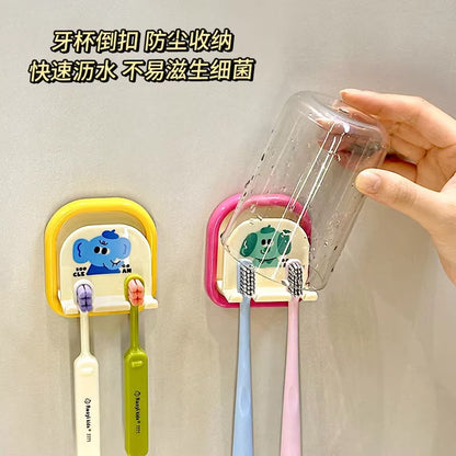 Children's Toothbrush Cup Holder, No-Drill Wall-Mounted Cute Cartoon Toothbrush Rack, Bathroom Anti-Mold Drainage Rack - image 4