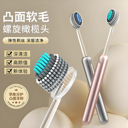 Toothbrush with Soft Bristles for Home Use, High-End Mountain-Shaped Flat Spiral Bristles, Couple's Family Pack, Unisex, Cross-Border - image 3