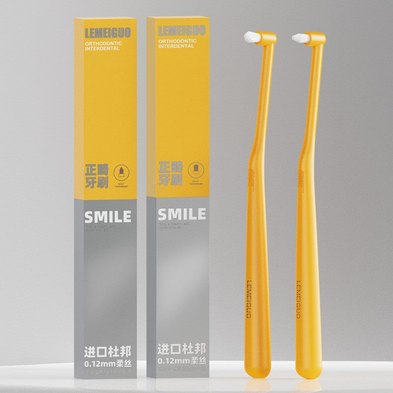 Orthodontic toothbrush with round and pointed tips, single bundle, wholesale, individually packaged, small head interdental brush, gap and cavity toothbrush, br - image 1